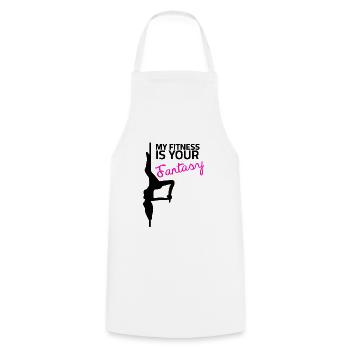 Pole dance - My Fitness is your fantasy - Kochschürze - Weiß - Vorne - AI Model Male 185 dark (185cm)