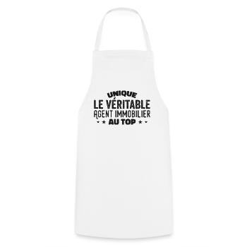 le véritable Agent Immobilier au top - Tablier de cuisine - blanc - Devant - AI Model Male 185 dark (185cm)