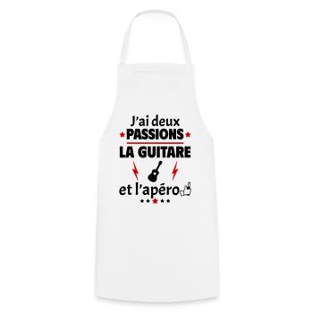 J'ai deux passions guitare apéro fête des pères - Tablier de cuisine - blanc - Devant - AI Model Male 185 dark (185cm)