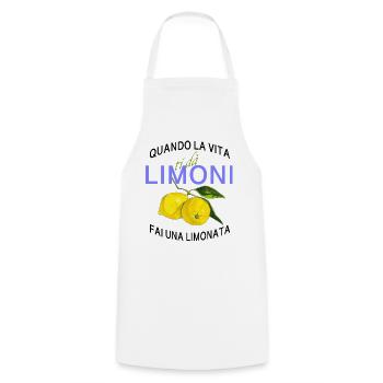 Limone Lebenslust Spruch - Kochschürze - Weiß - Vorne - AI Model Male 185 dark (185cm)