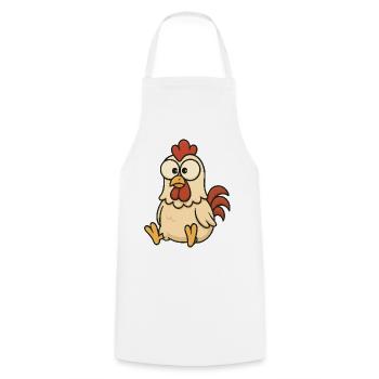 Cute Confused Chicken Cartoon with Googly Eyes - Cooking Apron - white - Front - AI Model Male 185 dark (185cm)