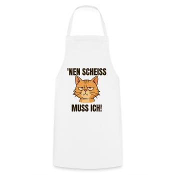 Funny cat with a cheeky saying 'a shit - Cooking Apron - white - Front - AI Model Male 185 dark (185cm)