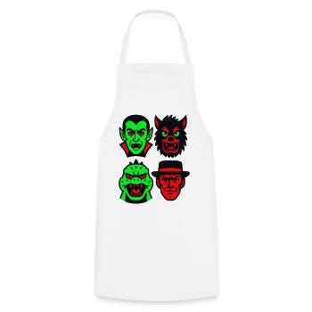 4 Monstres effrayants - Tablier de cuisine - blanc - Devant - AI Model Male 185 dark (185cm)