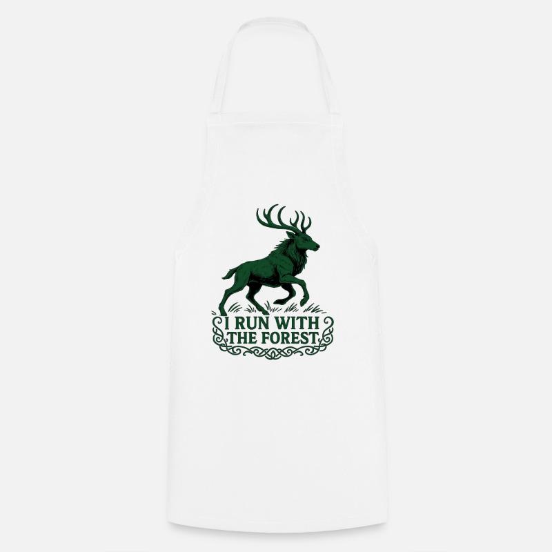 Majestic deer with forest message - Cooking Apron - white