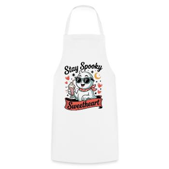 Stay Spooky Sweetheart Retro Cute Halloween Ghost  - Cooking Apron - white - Front - AI Model Male 185 dark (185cm)