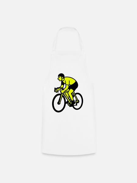 Neon Wheel Silhouette Cyclist - Cooking Apron - white