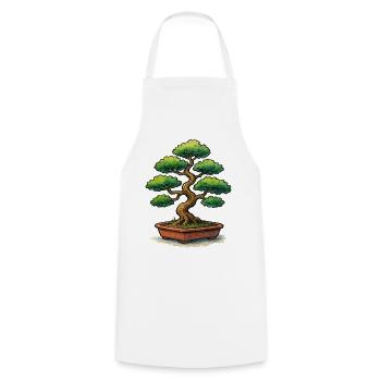 Bonsai in a pot Zen tree art - Cooking Apron - white - Front - AI Model Male 185 dark (185cm)