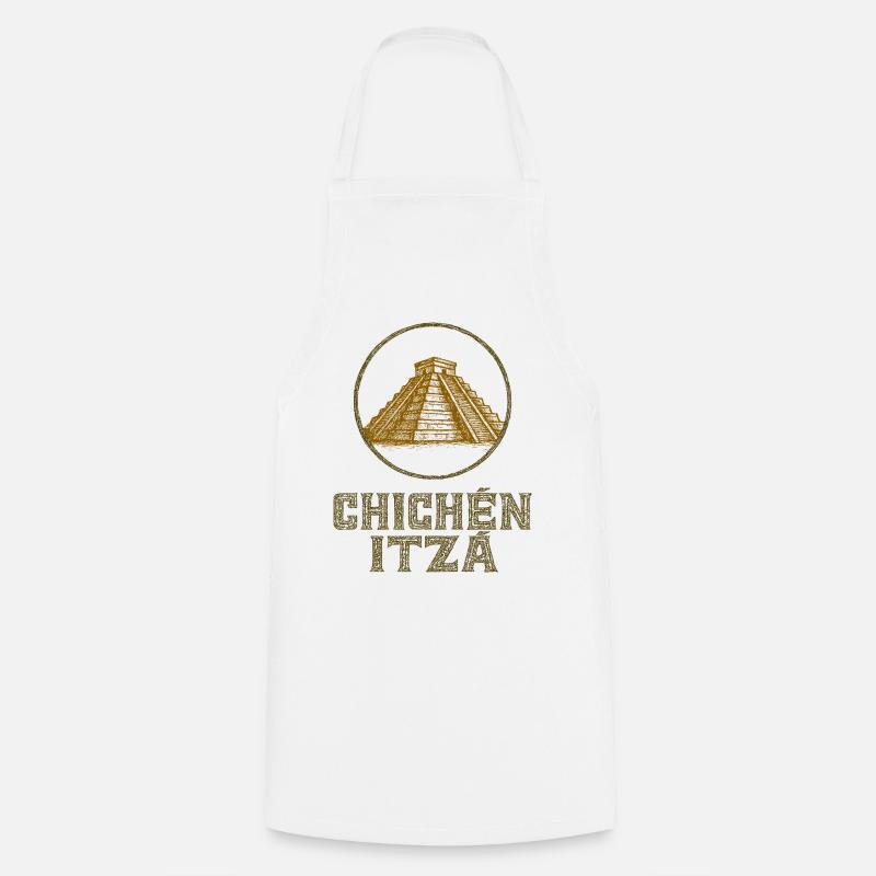 Chichen Itza Temple Vintage - Cooking Apron - white