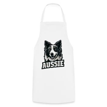 Australian Shepherd – Aussie Pride - Kochschürze - Weiß - Vorne - AI Model Male 185 dark (185cm)