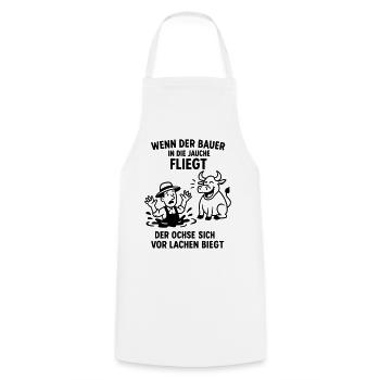 Farmer Slurry disant blague Bœuf - Tablier de cuisine - blanc - Devant - AI Model Male 185 dark (185cm)