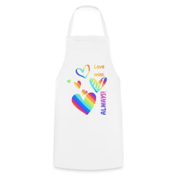 Pride / CSD / LGBTQ+ Design "love always wins" - Cooking Apron - white - Front - AI Model Male 185 dark (185cm)