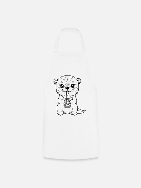 Otter mit Becher - Kochschürze - Weiß