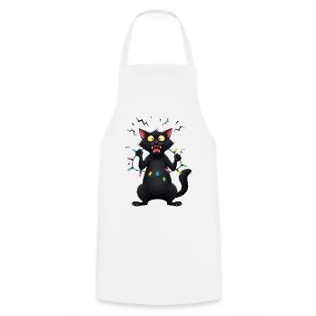 Freche böse Katze Lichterkette Weihnachten lustig - Kochschürze - Weiß - Vorne - AI Model Male 185 dark (185cm)