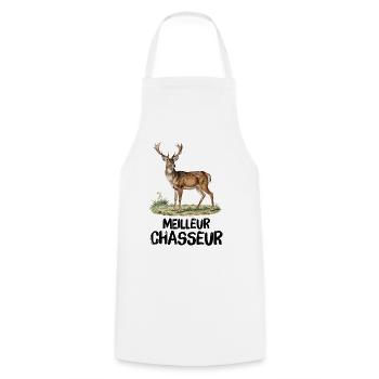 Meilleur chasseur chevreuil aquarelle nature - Cooking Apron - white - Front - AI Model Male 185 dark (185cm)