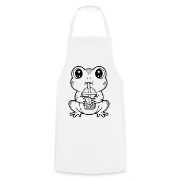 Niedlicher Frosch mit Bubble Tea Line Art Design - Kochschürze - Weiß - Vorne - AI Model Male 185 dark (185cm)