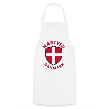 Nästved Denmark Flag Shield - Cooking Apron - white - Front - AI Model Male 185 dark (185cm)