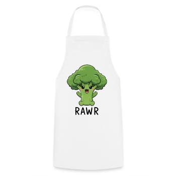 Dessin animé de brocoli sucré aux légumes Rire Joie Végan - Tablier de cuisine - blanc - Devant - AI Model Male 185 dark (185cm)