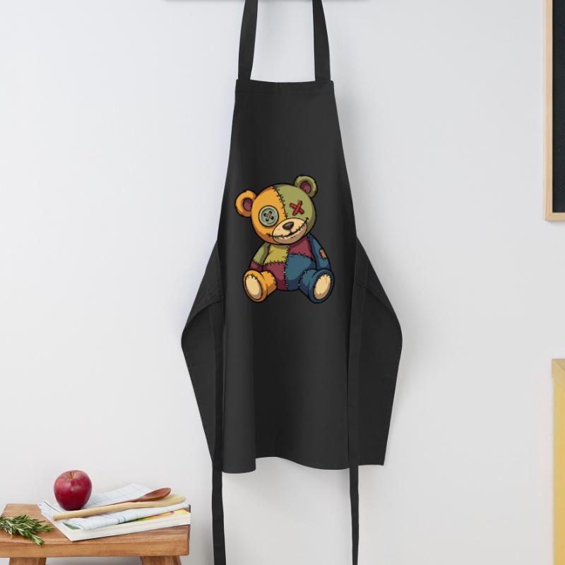 Patchwork Teddy Bear Unique Made of Patch Button Eye Cooking Apron