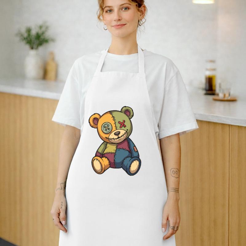 Patchwork Teddy Bear Unique Made of Patch Button Eye Cooking Apron
