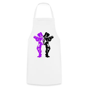 Bodybuilder Woman Fitness Team - Cooking Apron - white - Front - AI Model Male 185 dark (185cm)