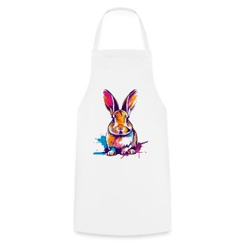 Colorful Rabbit in Watercolors Splashes of Color - Cooking Apron - white - Front - AI Model Male 185 dark (185cm)