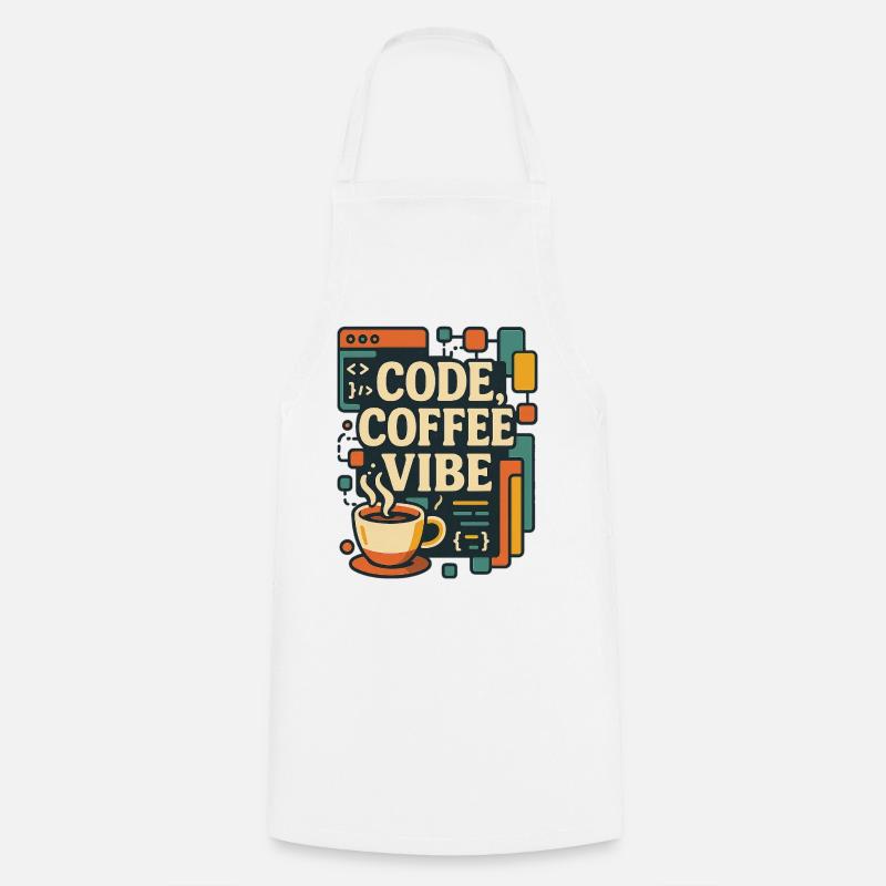 Code Coffee Vibe – T-shirt Programmeur drôle - Tablier de cuisine - blanc