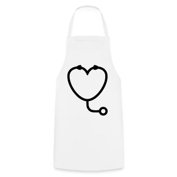 Vet Heart Stethoscope Logo - Cooking Apron - white - Front - AI Model Male 185 dark (185cm)