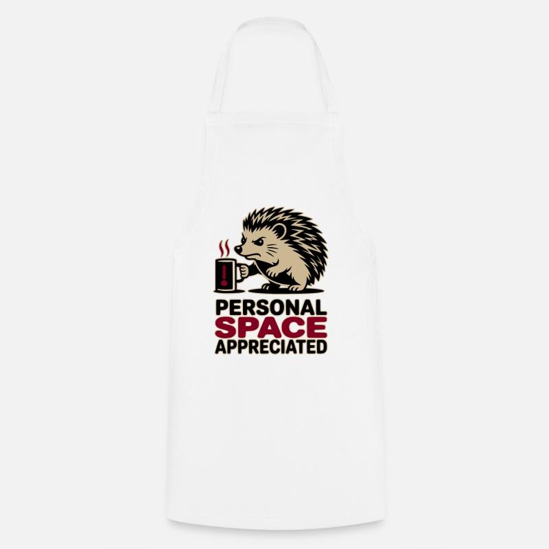 Grumpy Hedgehog Personal Space Introvert Coffee - Cooking Apron - white