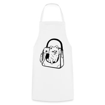 Pomeranian dog - Cooking Apron - white - Front - AI Model Male 185 dark (185cm)