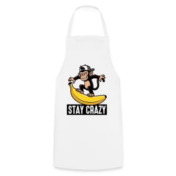 Singe sur banane : Reste fou - Tablier de cuisine - blanc - Devant - AI Model Male 185 dark (185cm)