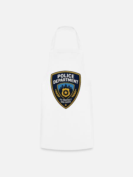 Polizei Abzeichen Patch Stadt Skyline - Kochschürze - Weiß