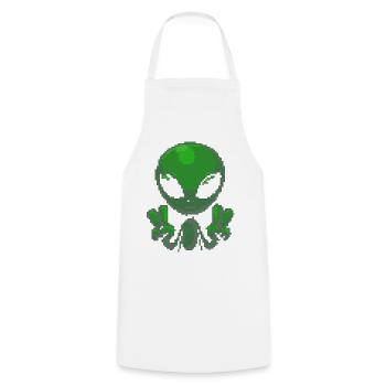Pixel Green Alien Peace Sign - Cooking Apron - white - Front - AI Model Male 185 dark (185cm)