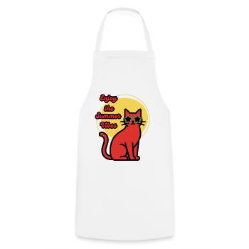 The cat that enjoys the summer - Cooking Apron - white - Front - AI Model Male 185 dark (185cm)