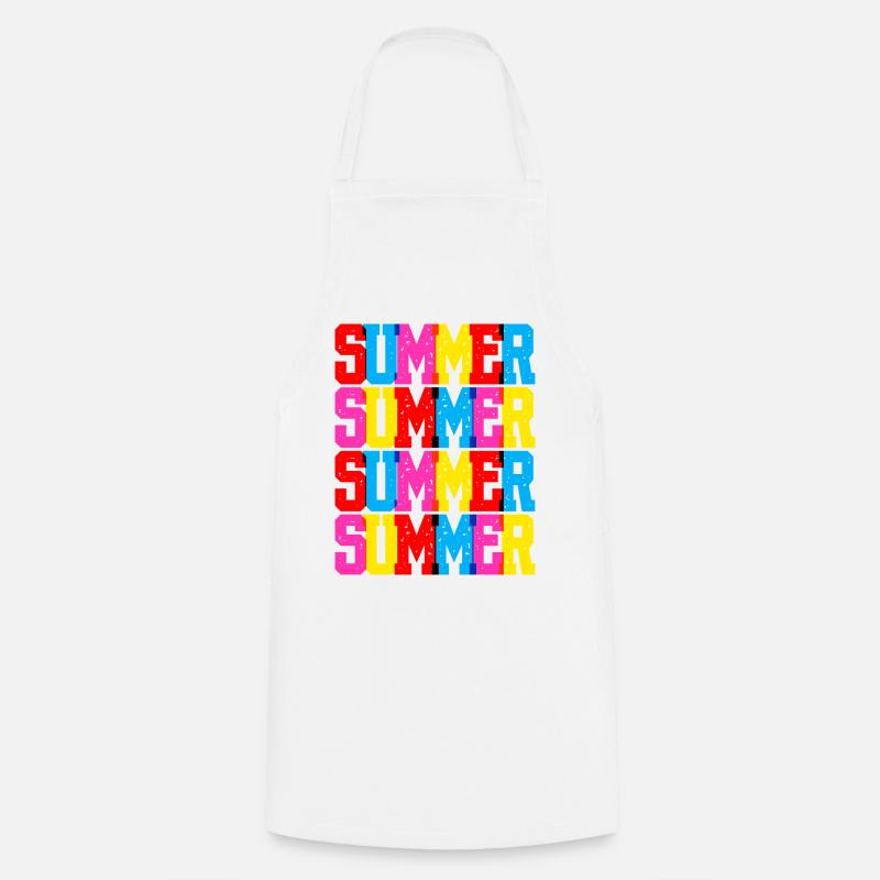 Retro Pop Art Summer Repeated Typography - Cooking Apron - white