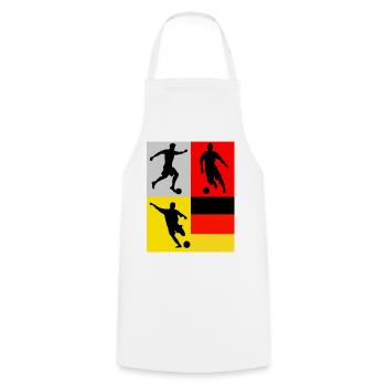 Fußball Deutschland Flaggenkunst Vierfelder - Kochschürze - Weiß - Vorne - AI Model Male 185 dark (185cm)
