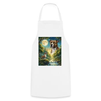Howling to the Moon Dog Staffordshire Terrier - Cooking Apron - white - Front - AI Model Male 185 dark (185cm)