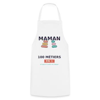 Maman 100 métiers en 1 - Tablier de cuisine - blanc - Devant - AI Model Male 185 dark (185cm)