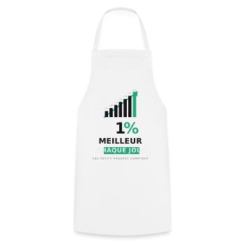 1% Meilleur Chaque Jour - Tablier de cuisine - blanc - Devant - AI Model Male 185 dark (185cm)