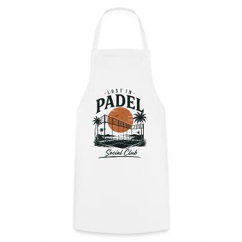 Lost in Padel Social Club | Vintage Padel - Kochschürze - Weiß - Vorne - AI Model Male 185 dark (185cm)