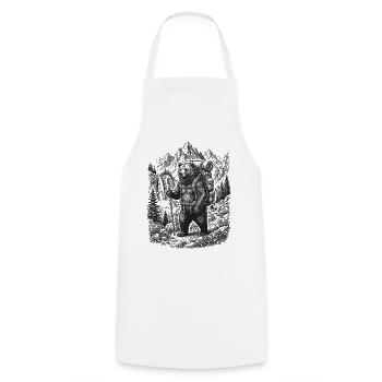 Hiking - Outdoor Adventure - Bear - Cooking Apron - white - Front - AI Model Male 185 dark (185cm)
