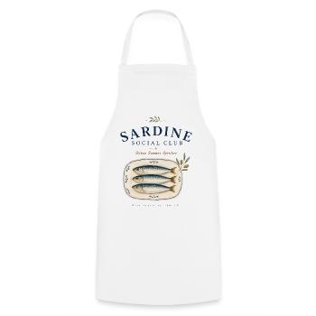 Sardine Social Club Mediterranean Retro - Cooking Apron - white - Front - AI Model Male 185 dark (185cm)