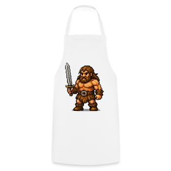 Pixel Barbar mit Schwert - Kochschürze - Weiß - Vorne - AI Model Male 185 dark (185cm)