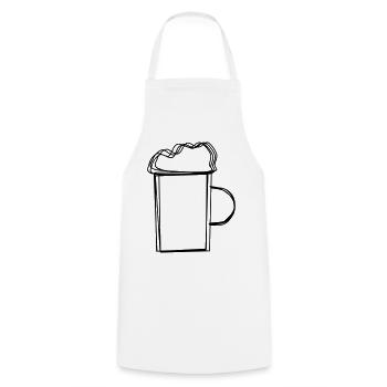Bierkrug handgezeichnet - Kochschürze - Weiß - Vorne - AI Model Male 185 dark (185cm)