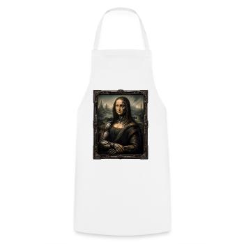 Mechanische Mona Lisa - Kochschürze - Weiß - Vorne - AI Model Male 185 dark (185cm)