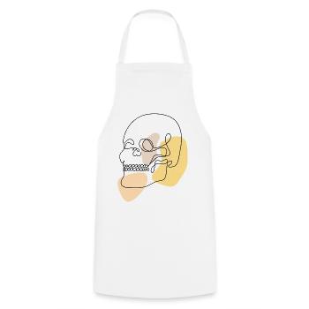 Pastellformen abstrakter Lineart Schädel - Kochschürze - Weiß - Vorne - AI Model Male 185 dark (185cm)