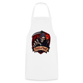 Sensenmann Halloween Schild - Kochschürze - Weiß - Vorne - AI Model Male 185 dark (185cm)
