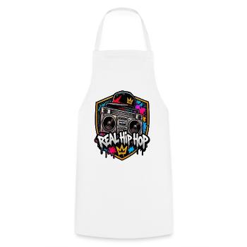 Real Hip Hop Boombox Krone Design - Kochschürze - Weiß - Vorne - AI Model Male 185 dark (185cm)