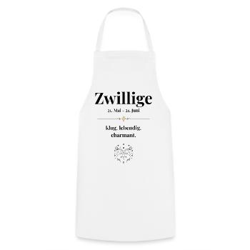 Zwillinge Sternzeichen Eigenschaften - Kochschürze - Weiß - Vorne - AI Model Male 185 dark (185cm)