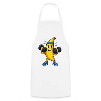 Kraftbanana Workout Cartoon - Kochschürze - Weiß - Vorne - AI Model Male 185 dark (185cm)