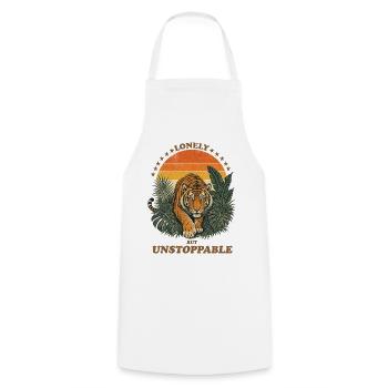 Lonely But Unstoppable - Retro Tiger - Kochschürze - Weiß - Vorne - AI Model Male 185 dark (185cm)